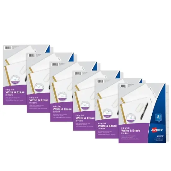 Avery Big Tab Write & Erase Paper Dividers with Gold Reinforcement, 8-Tab Set, White, 6 Sets (21213) image {9}