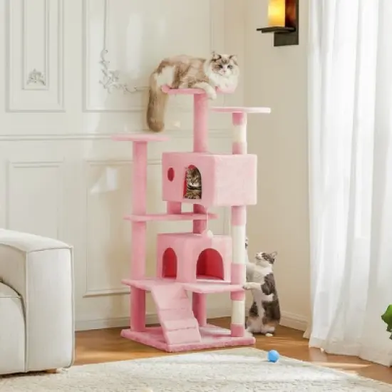 JIONJOY 54-Inch Cat Climbing Tower: Dual Apartments image {9}
