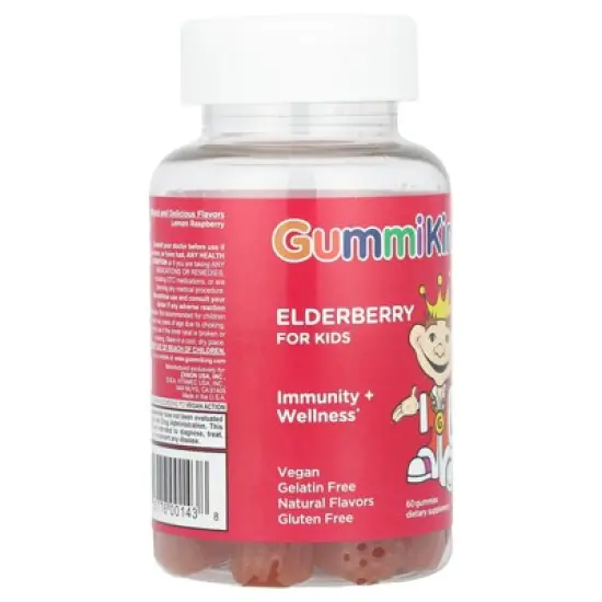 Gummi King Elderberry Gummi (Dietary Supplements), Natural Rasberry, 60 Count,Redish image {3}