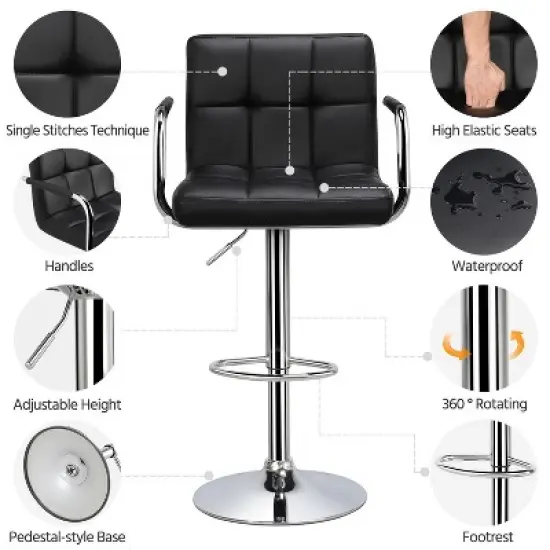 Yaheetech 2PCS Swivel Adjustable Bar Stools with Large Steel Pedestal Base for Bar Counter image {3}