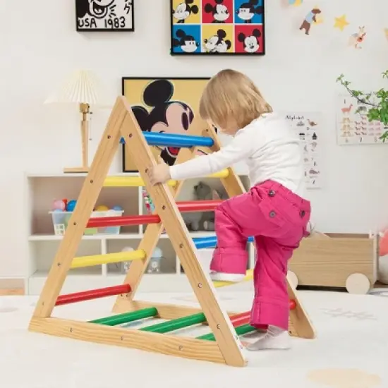 Costway Climbing Triangle Ladder, Wooden Triangle Climber, Educational Triangle Climber image {9}
