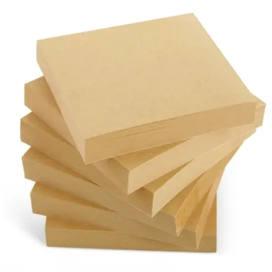 Juvale 6-Pack Kraft Paper Sticky Notes 3x3 Inch, Brown Self-Adhesive Memo Notepad Set, Self-Stick Note Pads for Office, Work, Home, 100 Sheets Per Pad image {8}