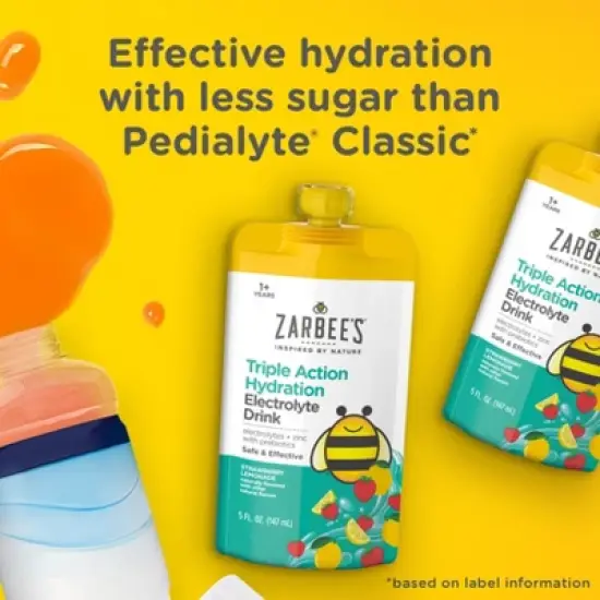 Zarbee's Triple Action Liquid Hydration Pouches - Strawberry Lemonade - 5 fl oz/3ct image {3}