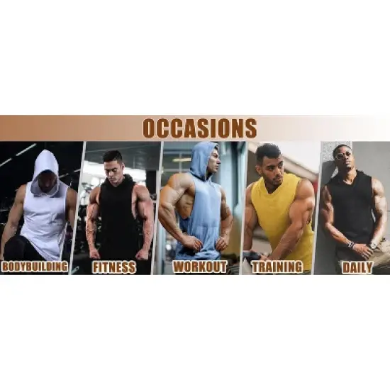 COOFANDY Men's 2 Pack Workout Hooded Tank Tops Bodybuilding Muscle Cut Off T Shirt Sleeveless Gym Hoodies S-XXXL image {13}
