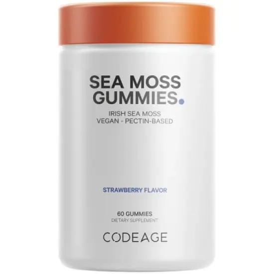 Codeage Irish Sea Moss Gummies, Irish Sea Moss Extract, Strawberry Flavor, Pectin-Based - 60ct image {16}