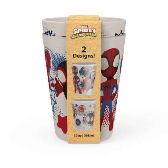 Zak Designs 2pk 10 fl oz Spidey and His Amazing Friends Melamine Tumblers Cream/Red image {5}