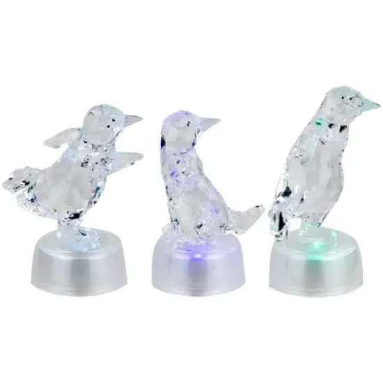 Northlight LED Lighted Color Changing Penguin Acrylic Christmas Decorations - 4" - Set of 3 image {3}