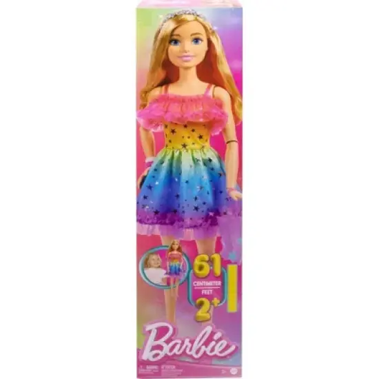 Barbie 28" Large Doll with Blond Hair and Rainbow Dress image {5}