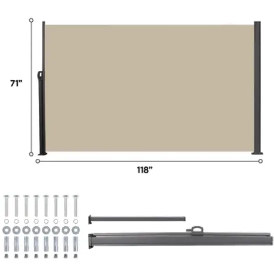 Retractable Side Screen Awning, UV Resistant, Waterproof, Patio Privacy Screen for Garden, Balcony, 118.1" x 70.9" image {4}