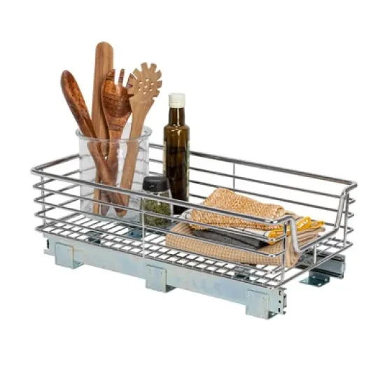 Glidez Multipurpose Chrome-Plated Steel Pull-Out/Slide-Out Storage Organizer for Under Cabinet Use - Chrome image {8}