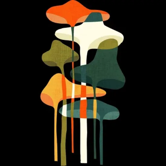 Junior's Design By Humans Artistic Wild Mushrooms Glowing By radiomode T-Shirt image {1}