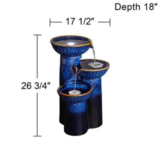 John Timberland Modern Outdoor Floor Water Fountain with Light LED 26 3/4" High Cascading Bowls for Yard Garden Patio Deck image {8}
