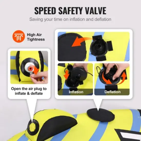 VEVOR Towable Tube for Boating, 1-3 Riders Inflatable Towable Tube with Bumper Fins, 510 lbs Water Sport Towable Tubes for Boats to Pull image {4}