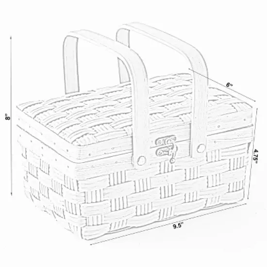 Vintiquewise Small Woodchip Picnic Basket with Cover and Folding Handles image {5}