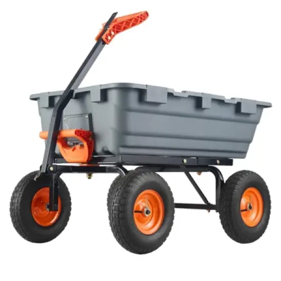 800 Lb Capacity Outdoor Wheelbarrow，Heavy Duty  Utility Dump Wagon Garden Wagon with 10 Inch Wheels,180&deg; Rotating Handle for Yard image {9}