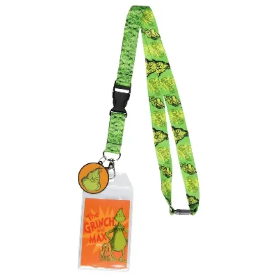 Dr. Seuss GRINCH And Max ID Badge Holder Lanyard w/ 1.5" Logo Rubber Pendant Green image {4}