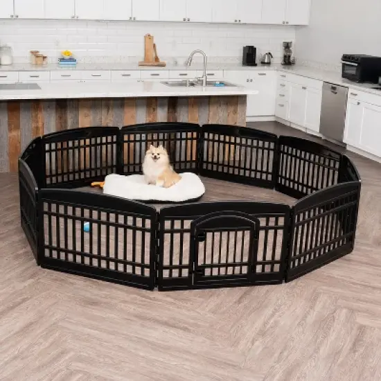 IRIS 4-10Panel 24/34"H Foldable Exercise Enclosure Plastic Pet Playpen with Door image {4}