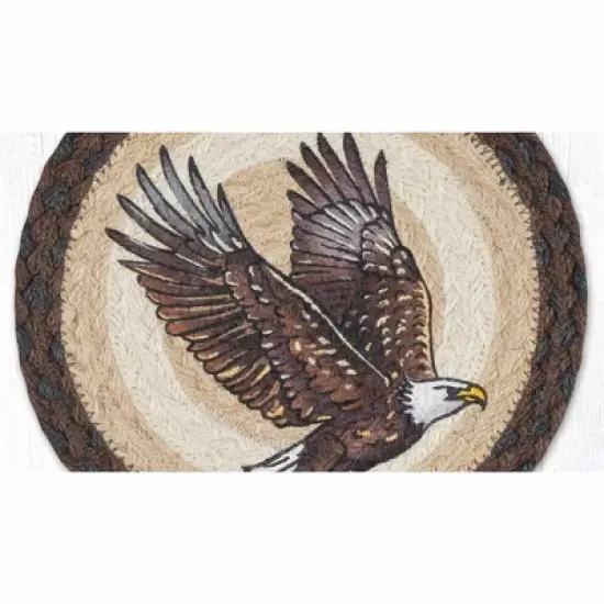 Earth Rugs Eagle Printed Round Trivet &ndash; 10" Rustic Jute Hot Pad image {1}