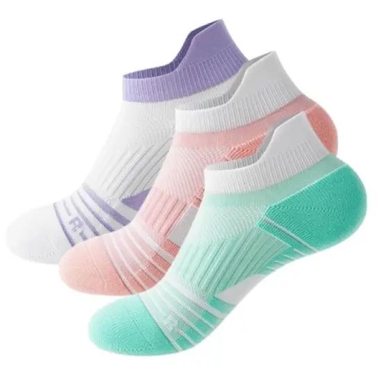 Anna-Kaci 3 Pairs Cushioned Sport Ankle Socks with Arch Support Breathable Stretch Mesh Knit Athletic Low-Cut Design image {6}