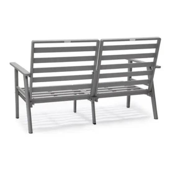 Leisuremod Walbrooke Modern 3 Piece Patio Set with Grey Aluminum Frame image {11}