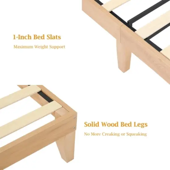 Rattan Bed Frame with Natural Rattan Headboard, Bed Frame with LED Lights, Rattan Bed Frame with Headboard, Solid Wood Foundation with Silent Slats image {6}