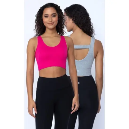 90 Degree By Reflex Womens 2 Pack Ribbed Seamless Bianca Strappy Back V-Neck Cropped Tank image {5}