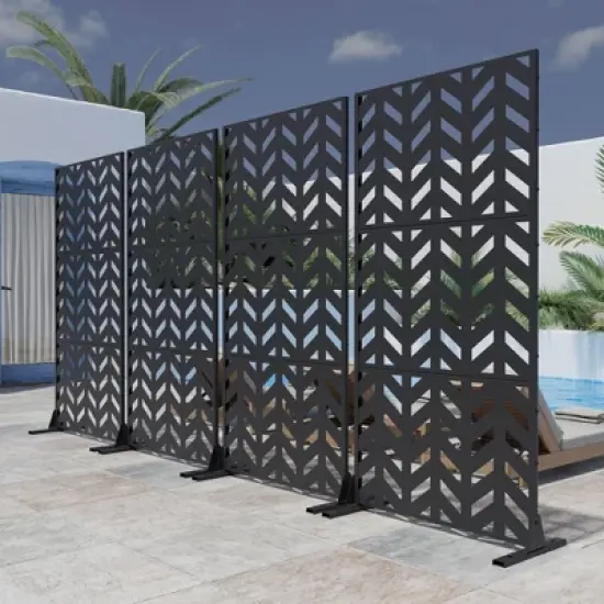 PexFix 72 in. H x 35 in. W Outdoor Metal Privacy Screen Garden Fence Arrow Pattern Wall Applique in Black image {3}