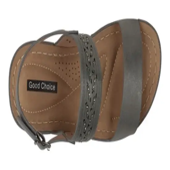 GC Shoes Foley Perforated Comfort Slingback Wedge Sandals image {3}