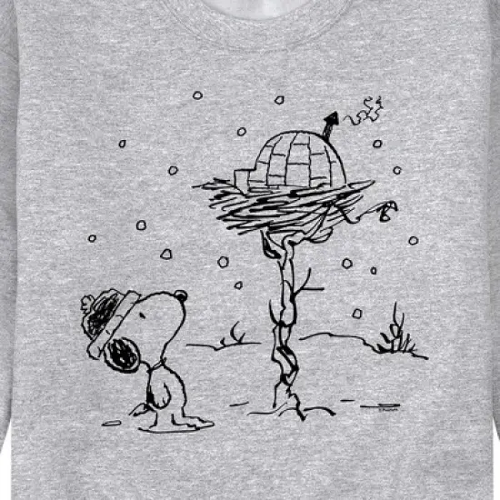 Men's - Peanuts - Snoopy Woodstock Igloo Graphic Fleece Sweatshirt image {1}