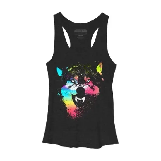 Women's Design By Humans Technicolor Wolf By clingcling Racerback Tank Top image {3}