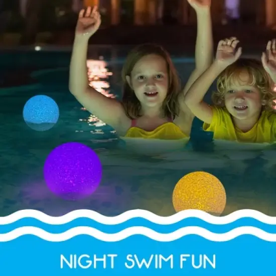 RIPPLE LED Glitter Globe &ndash; 3" Color-Changing Pool Light, D&eacute;cor Orb, Indoor/Out image {3}
