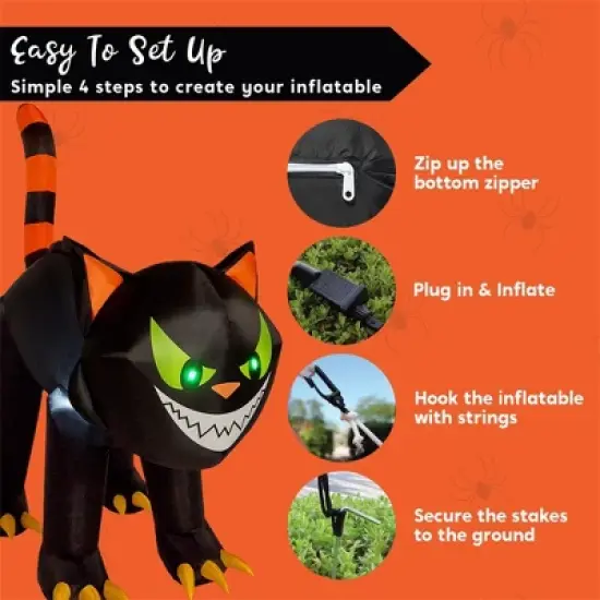 Joyfy 7 FT Halloween Inflatable Outdoor Decoration, Inflatable Black Cat with Moving Head for Halloween Party Indoor Outdoor Yard Garden Lawn Decor image {3}