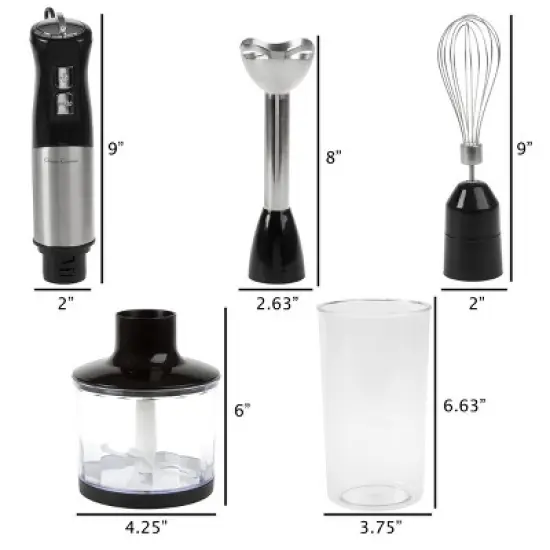 6-Speed Immersion Blender - 4-in-1 Hand Mixer with Whisk, Food Processor Cup, and 32oz Beaker for Soup, Smoothies, and More by Classic Cuisine (Black) image {3}