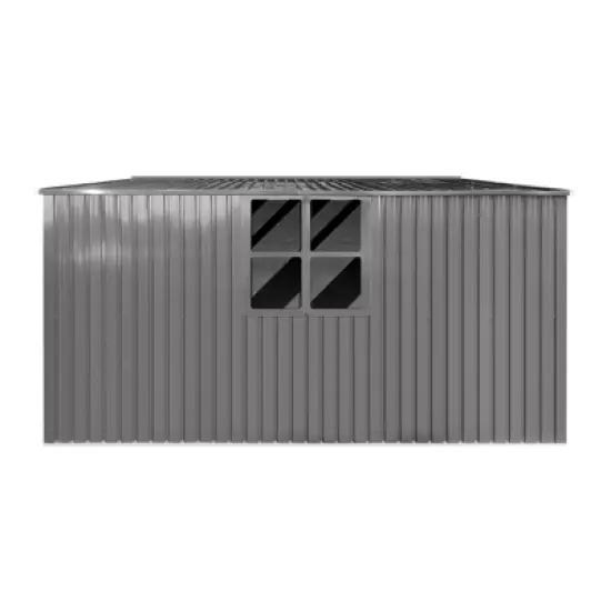 New Outdoor Storage Shed Has Two Functions:Metal Shed And Firewood Shed 14 ft x 12 ft, More Suitable For Winter , Grey image {8}