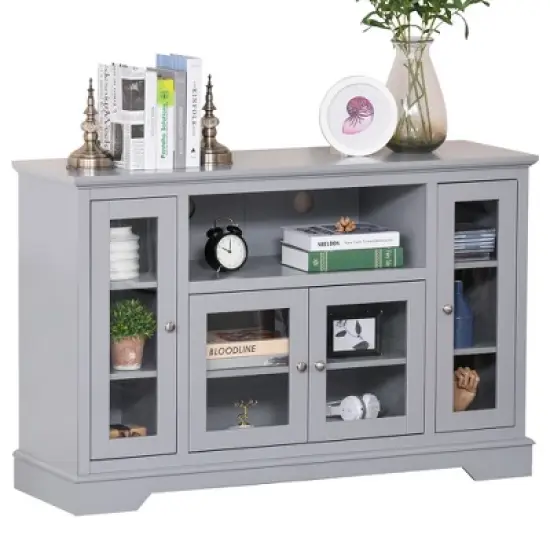 HOMCOM Modern Sideboard Console Table Buffet Server Storage Cabinet with Glass Doors for Living Room, Kitchen image {3}