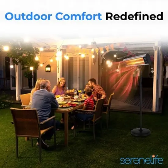 SereneLife 1500W Stand Patio Heater with Remote Control and Adjustable Height (SLOHT40) image {6}