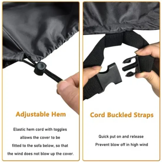 Akefit Gray Outdoor Furniture Cover Set 4-Piece Waterproof Patio Chair Loveseat Table Ottoman Protector image {3}