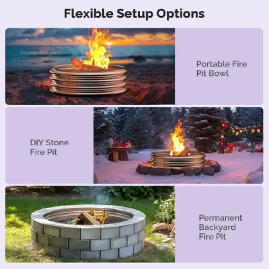 Sersper 3-5 ft Galvanized Steel Fire Pit Ring-Durable, Versatile, and Easy-to-Assemble Fire Pit for Outdoor Gatherings image {4}