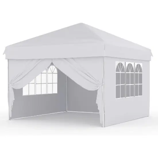 10x10 FT Portable Pop Up Canopy Tent with 4 Removable Waterproof Sidewalls, Easy Setup Outdoor Shelter for Beach, Camping, Backyard image {9}