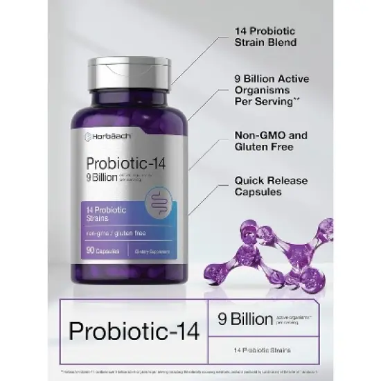 Horbaach Probiotics for Women & Men | 9 Billion CFU | 90 Capsules image {2}