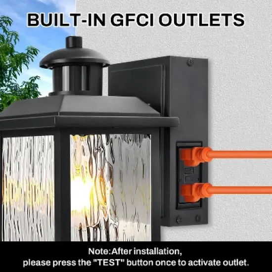 Cedar Hill 11 in. Black Motion Sensor Dusk to Dawn Outdoor Wall Sconce image {2}