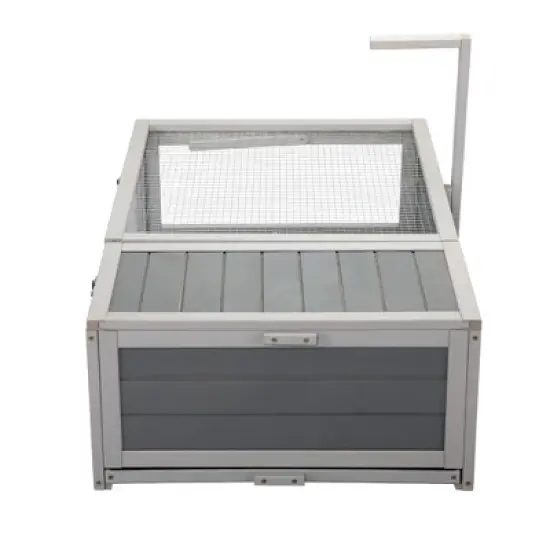 DOMETOUR Tortoise House Wooden Turtle Habitat with Removable Top and Tray for Indoors and Outdoors Gray image {5}