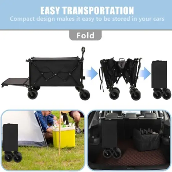 RISOKEYS Foldable Wagon - 30% Expandable, Adjustable Handlebar and All-Terrain Beach Wheels,480LBS Capacity,for Beach Trips,Camping,Shopping image {3}