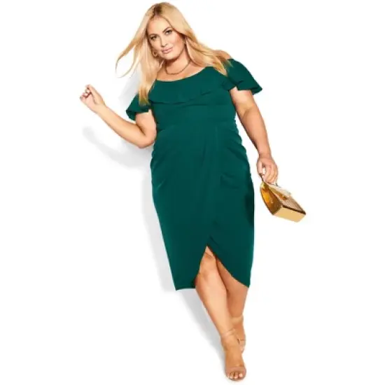 Women's Plus Size  Flirtation Dress - emerald | CITY CHIC image {3}
