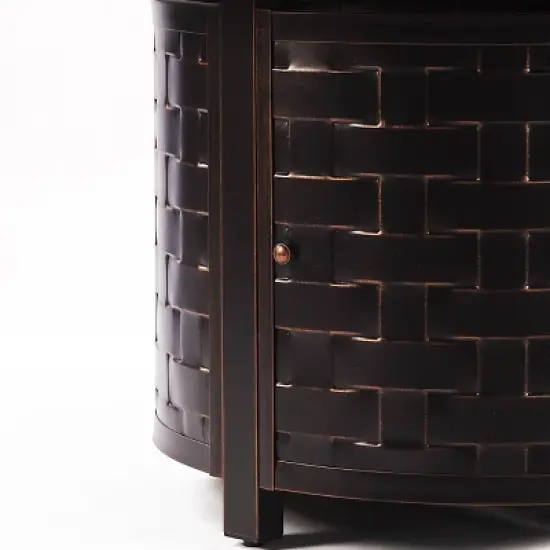 5pc Set with 44" Outdoor Round Aluminum Fire Table & 4 Deep Seating Swivel Rocking Chairs & Wind Blocker Lid - Oakland Living image {7}