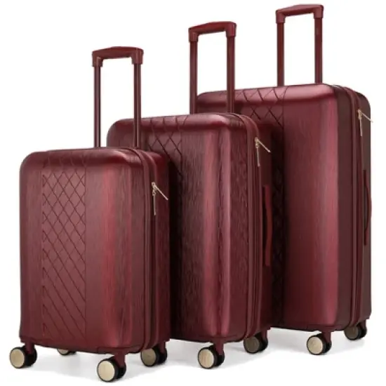 Badgley Mischka Diamond Expandable Hardside Checked 3pc Luggage Set image {11}