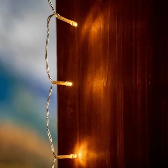 Novelty Lights LED Curtain Lights 300 LED Warm White 8 Function Non-Connectable Clear Wire image {2}