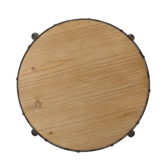 2pc Farmdale Industrial Firwood Adjustable Height Swivel Counter Height Barstools Antique Natural/Pewter - Christopher Knight Home image {6}