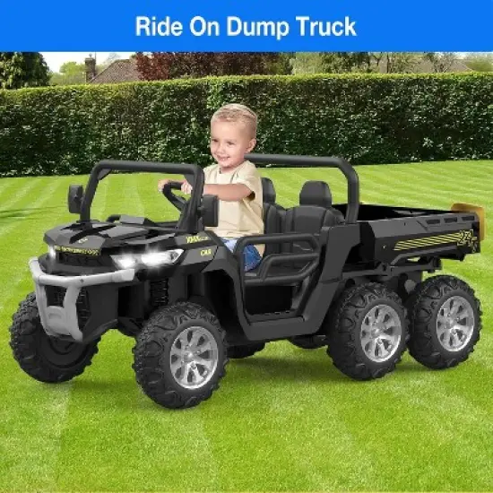 24V Electric Child Ride-On Dumper, 2-Seater 6-Wheel RC Vehicle, ASTM Approved Child Ride-On Toy Vehicle w/ Parental Controls & Music image {3}