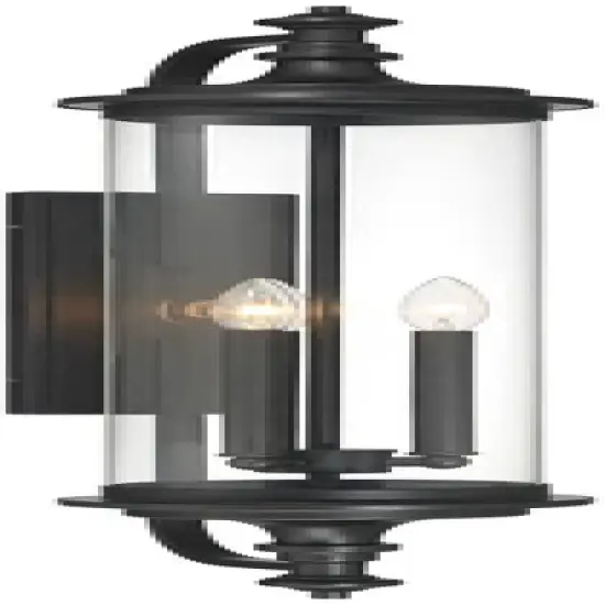 Possini Euro Design Medici Modern Outdoor Wall Light Fixture Black 32 1/4" Clear Glass Cylinder Shade for Post Exterior Barn Deck House Porch Yard image {5}